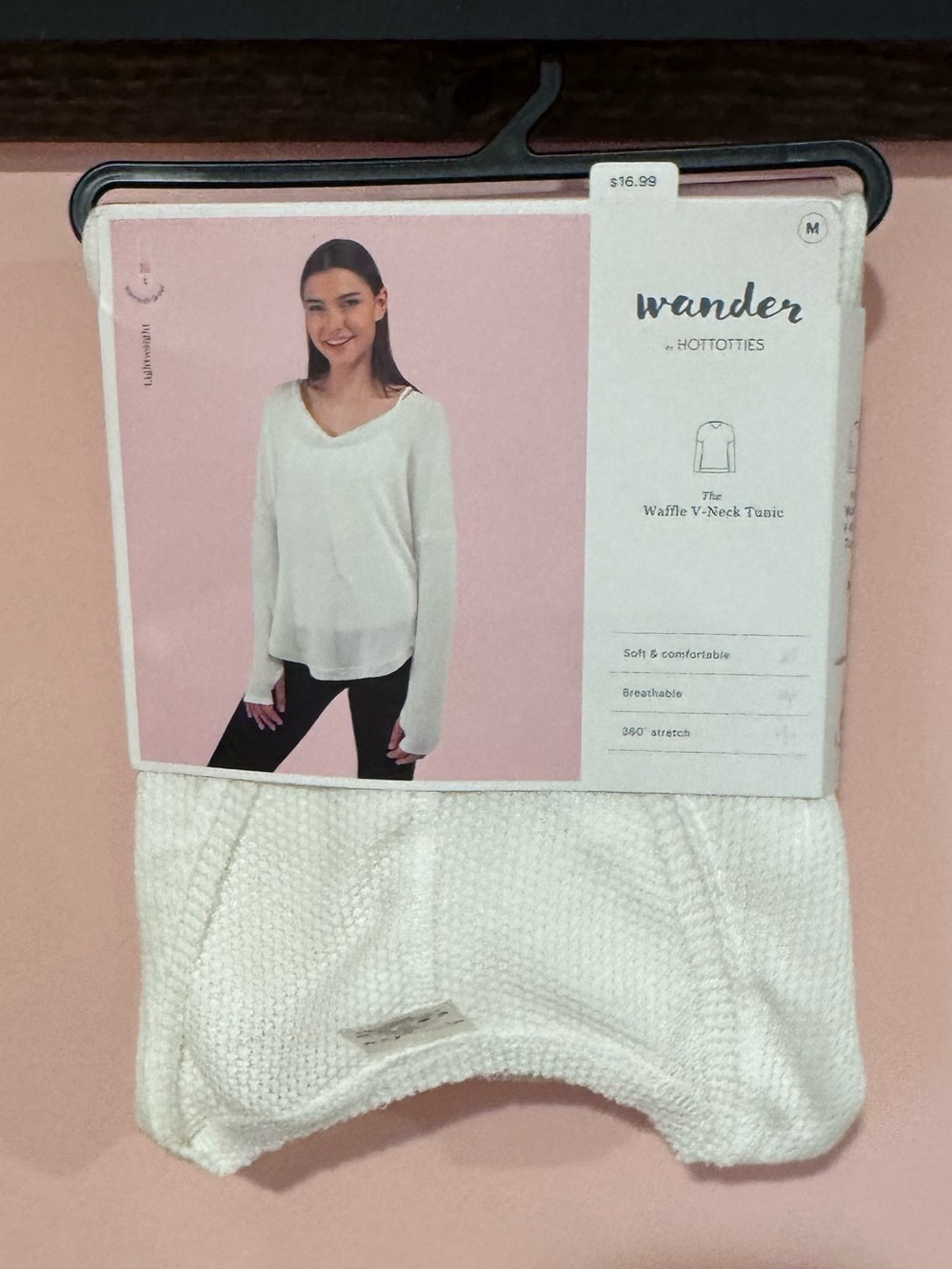 Wander White Waffle V-Neck Tunic